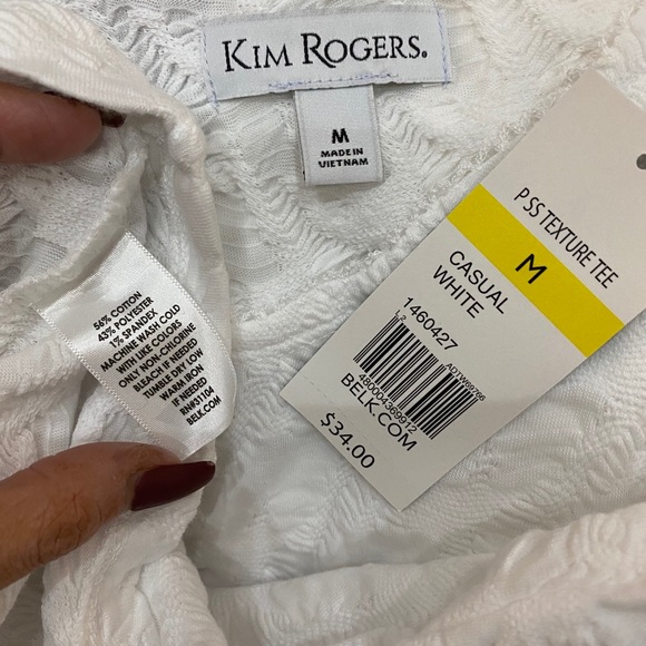 Kim Rogers White Textured Stretch Short Sleeve Top - Picture 6 of 6